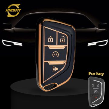 CAB4T1-Black-Gold Plating- Car Key Cover For Cadillac