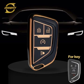 CAB4T1-Black-Gold Plating- Car Key Cover For Cadillac