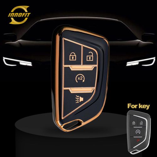 CAB4T1-Black-Gold Plating- Car Key Cover For Cadillac