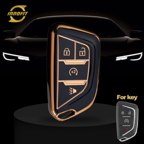 CAB4T1-Black-Gold Plating- Car Key Cover For Cadillac