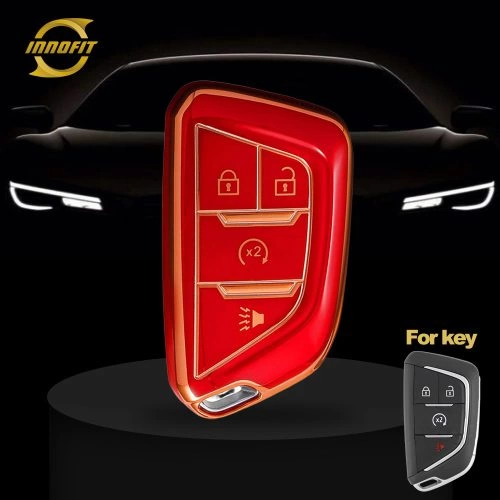 CAB4T1-Red-Gold Plating- Car Key Cover For Cadillac