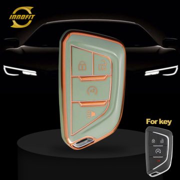 CAB4T1-Green-Gold Plating- Car Key Cover For Cadillac