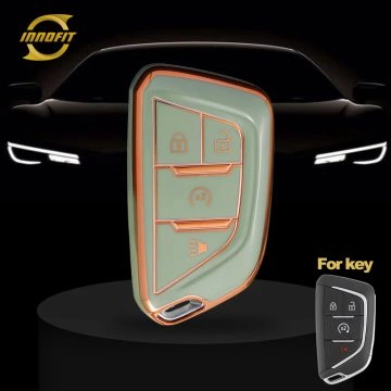 CAB4T1-Green-Gold Plating- Car Key Cover For Cadillac