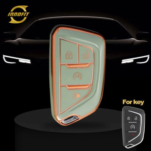 CAB4T1-Green-Gold Plating- Car Key Cover For Cadillac