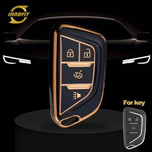 CAB5T1-Black-Gold Plating- Car Key Cover For Cadillac