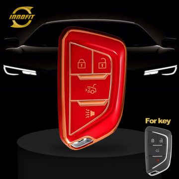 CAB5T1-Red-Gold Plating- Car Key Cover For Cadillac
