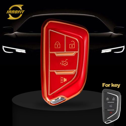 CAB5T1-Red-Gold Plating- Capa para chave de carro para Cadillac