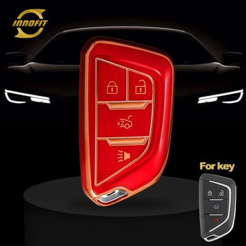 CAB5T1-Red-Gold Plating- Car Key Cover For Cadillac
