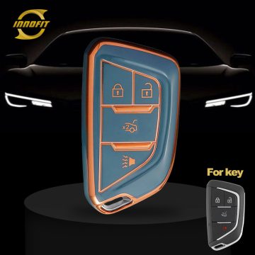 CAB5T1-Granny Grey-Gold Plating- Car Key Cover For Cadillac