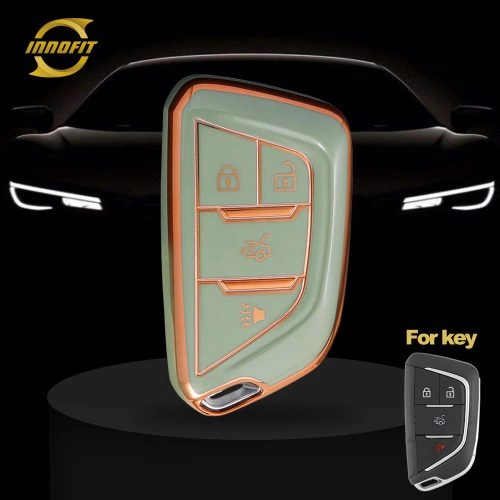 CAB5T1-Green-Gold Plating- Car Key Cover For Cadillac