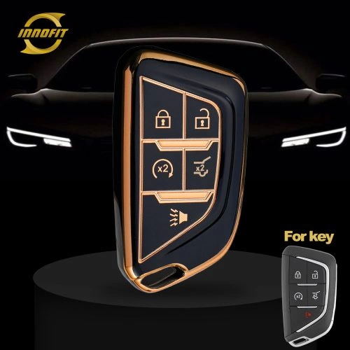 CAB6T1-Black-Gold Plating- Car Key Cover For Cadillac
