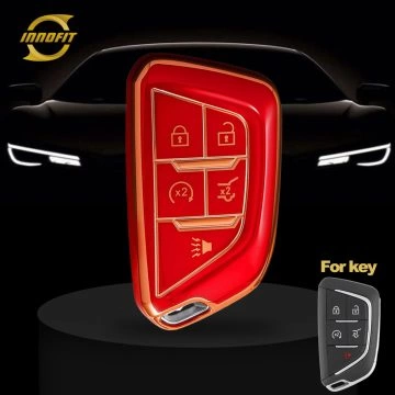 CAB6T1-Red-Gold Plating- Car Key Cover For Cadillac