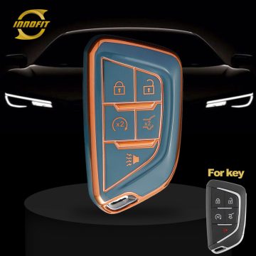 CAB6T1-Granny Grey-Gold Plating- Car Key Cover For Cadillac