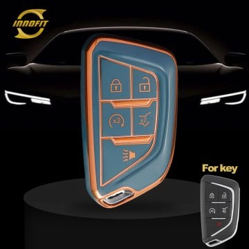 CAB6T1-Granny Grey-Gold Plating- Car Key Cover For Cadillac