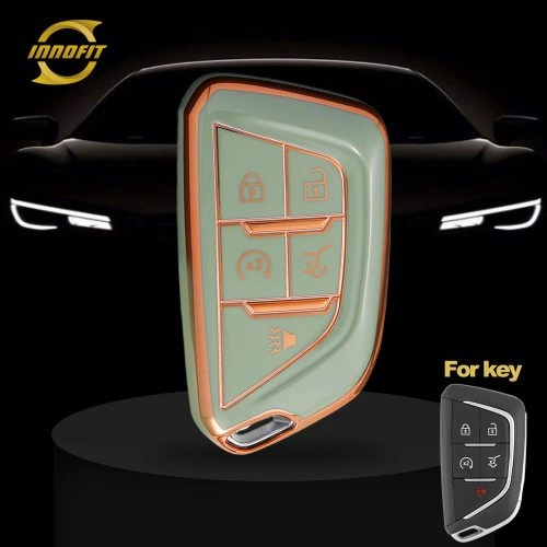 CAB6T1-Green-Gold Plating- Car Key Cover For Cadillac