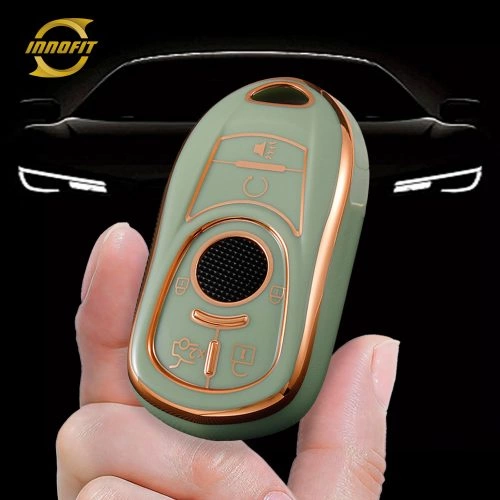 BUA3T1-Зеленый-Золотое напыление- Обложка для автомобильного ключа для Buick
