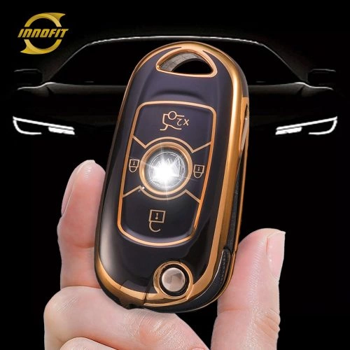 BUB1T1-Black-Gold Plating- Car Key Cover For Buick