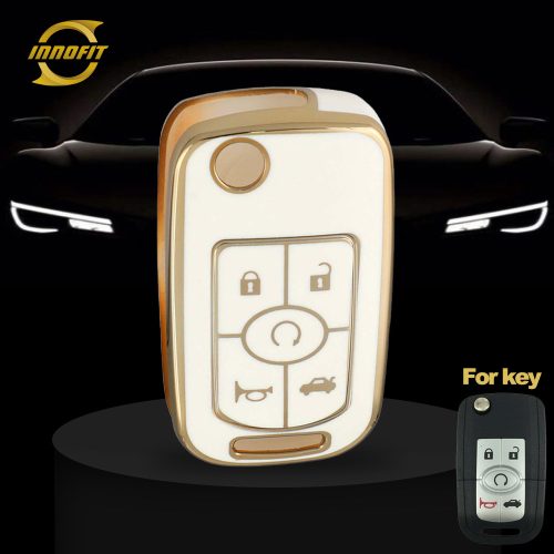 BUD2T1-White-Gold Plating- Car Key Cover For Buick