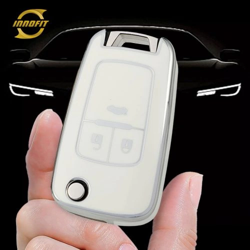 BUE1T1-White-Silver Plating- Car Key Cover For Buick
