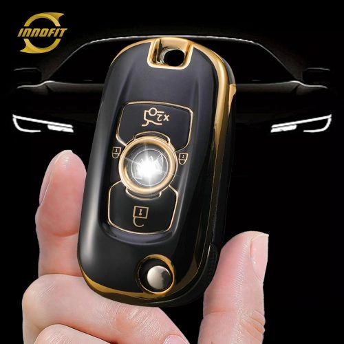 BUF1T1-Black-Gold Plating- Car Key Cover For Buick