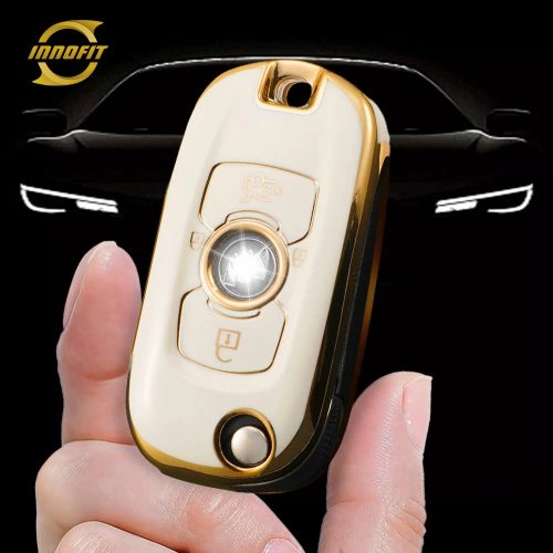 BUF1T1-White-Gold Plating- Car Key Cover For Buick