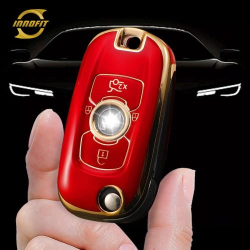 BUF1T1-Red-Gold Plating- Car Key Cover For Buick