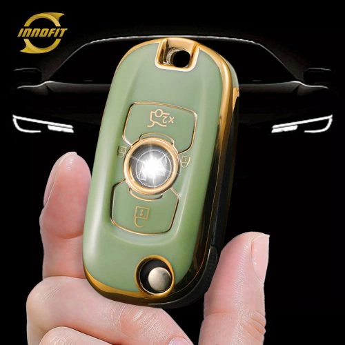 BUF1T1-Green-Gold Plating- Car Key Cover For Buick