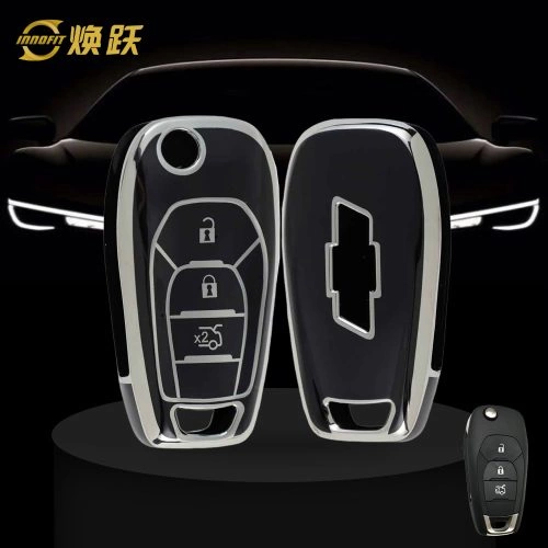 CEE1T1-Black-Silver Plating- Car Key Cover For Chevrolet