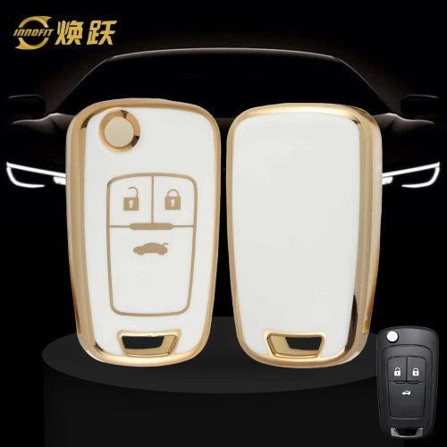 BUE1T1-White-Gold Plating- Car Key Cover For Buick
