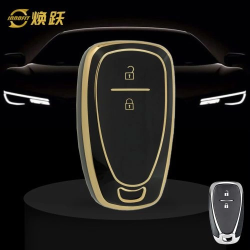 CEA7T1-Black-Gold Plating- Car Key Cover For Chevrolet Holden