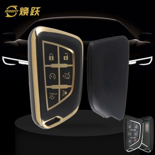 CAB2T1-Black-Gold Plating- Car Key Cover For Cadillac