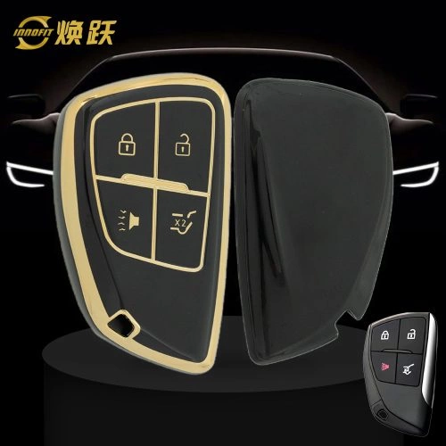 CEV2T1-Black-Gold Plating- Car Key Cover For Chevrolet Buick GMC
