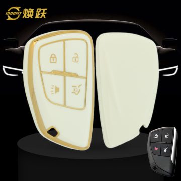 CEV2T1-White-Gold Plating- Car Key Cover For Chevrolet Buick GMC