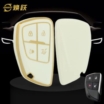 CEV2T1-White-Gold Plating- Car Key Cover For Chevrolet Buick GMC