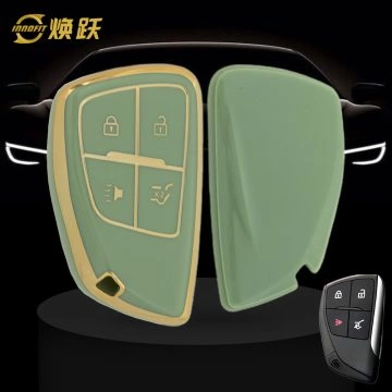 CEV2T1-Green-Gold Plating- Car Key Cover For Chevrolet Buick GMC