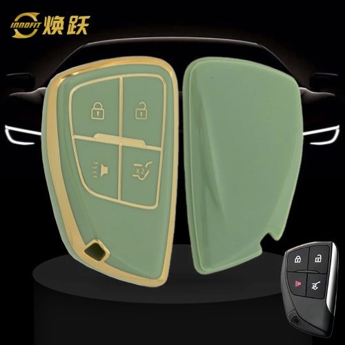 CEV2T1-Green-Gold Plating- Car Key Cover For Chevrolet Buick GMC