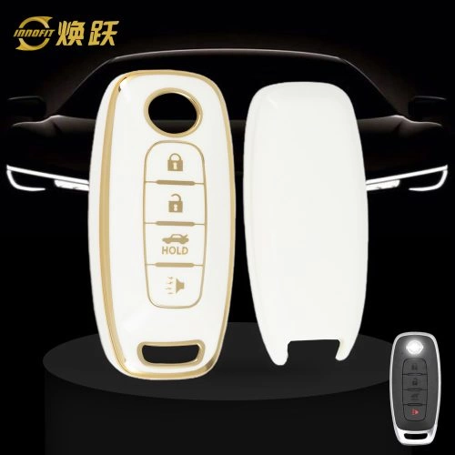 NIA4T1-White-Gold Plating- Car Key Cover For Nissan