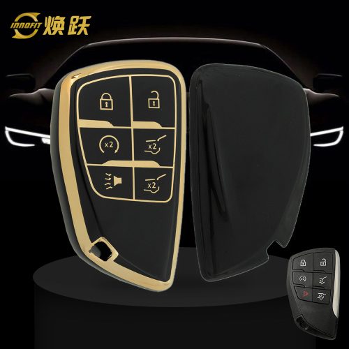 CEV4T1-Black-Gold Plating- Car Key Cover For Chevrolet Buick GMC