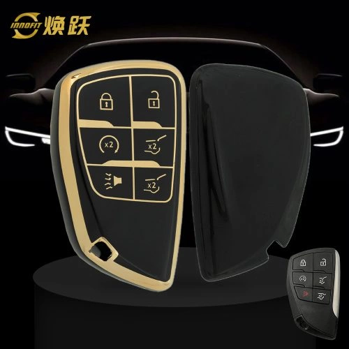 CEV4T1-Black-Gold Plating- Car Key Cover For Chevrolet Buick GMC