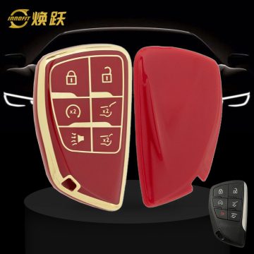 CEV4T1-Red-Gold Plating- Car Key Cover For Chevrolet Buick GMC