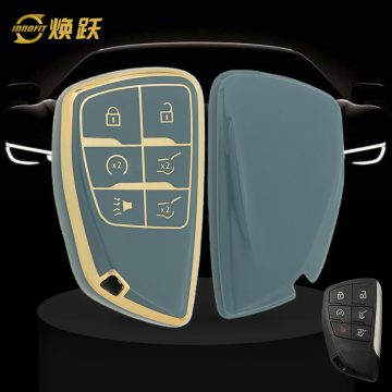CEV4T1-Granny Grey-Gold Plating- Car Key Cover For Chevrolet Buick GMC
