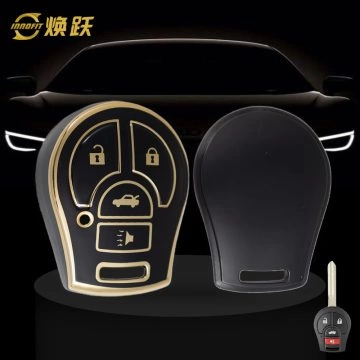 NIE4T1-Black-Gold Plating- Car Key Cover For Nissan Renault