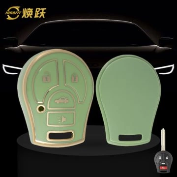 NIE4T1-Green-Gold Plating- Car Key Cover For Nissan Renault