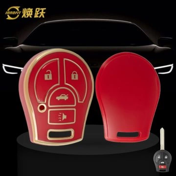 NIE4T1-Red-Gold Plating- Car Key Cover For Nissan Renault