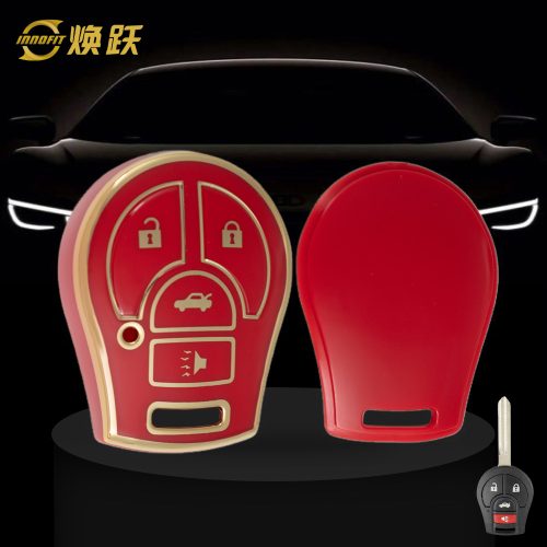 NIE4T1-Red-Gold Plating- Car Key Cover For Nissan Renault