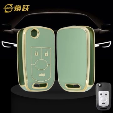 BUD1T1-Green-Gold Plating- Car Key Cover For Buick