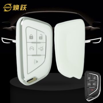 CAB1T1-White-Silver Plating- Car Key Cover For Cadillac