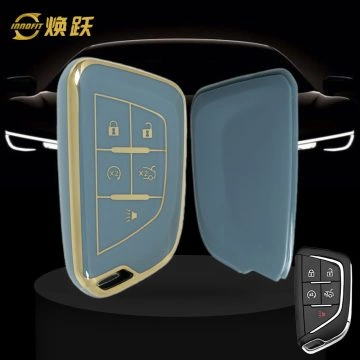 CAB1T1-Granny Grey-Gold Plating- Car Key Cover For Cadillac
