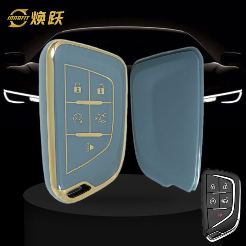 CAB1T1-Granny Grey-Gold Plating- Car Key Cover For Cadillac