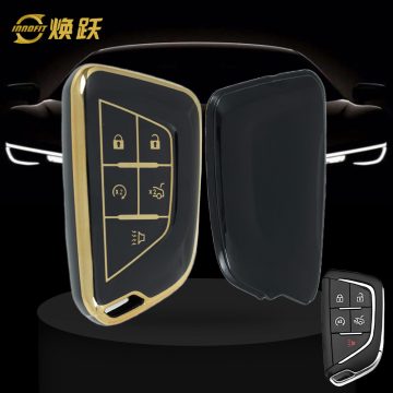 CAB1T1-Black-Gold Plating- Car Key Cover For Cadillac